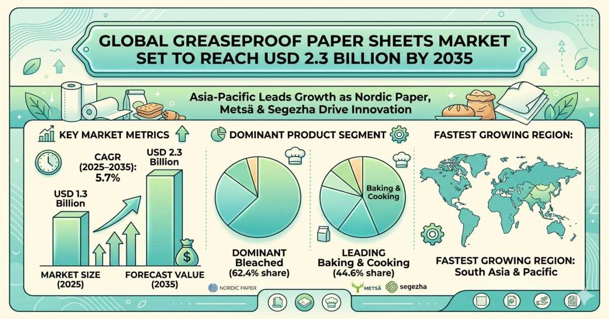 Global Greaseproof Paper Sheets Market Set to Reach USD 2.3 Billion by 2035