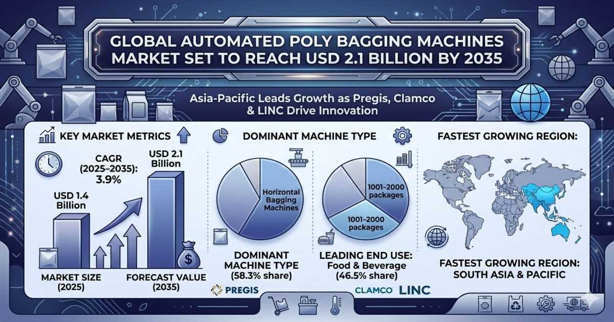 Global Automated Poly Bagging Machines Market Set to Reach USD 2.1 Billion by 2035